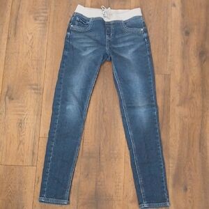 Justice Blue Jeggings with Grey Waistband